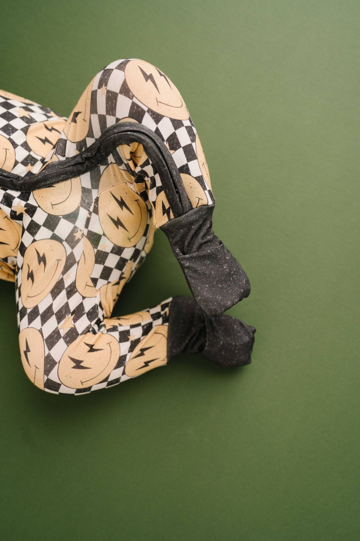 Lightning Checkered Smiley Bamboo Sleeper Emerson+Ivory