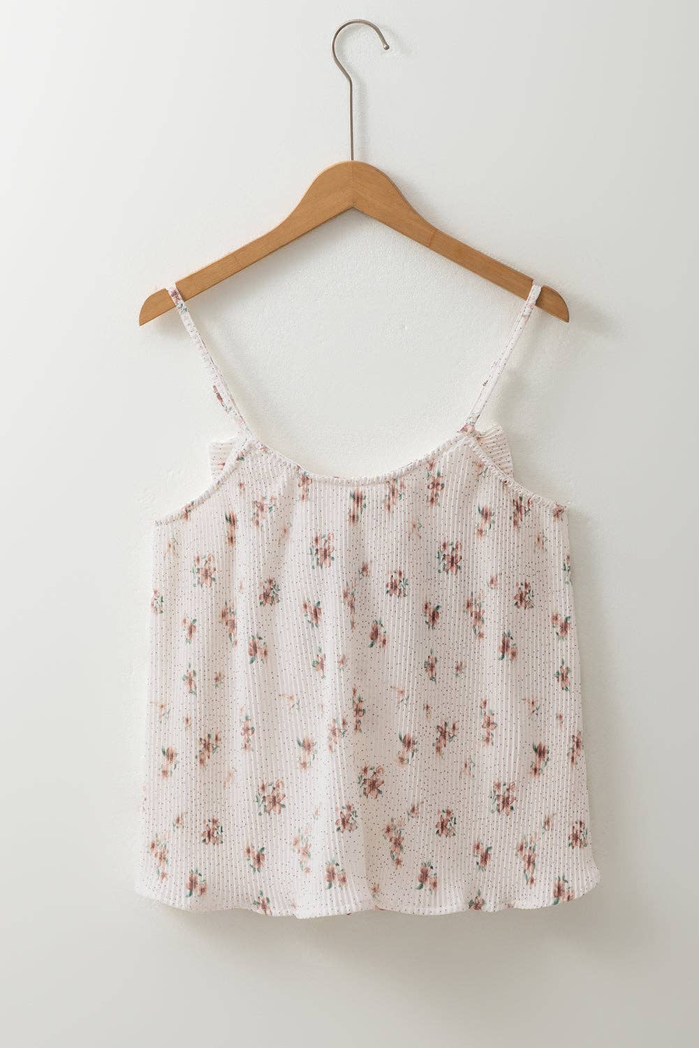 Floral Bow Back Pleated Summer Tank Top