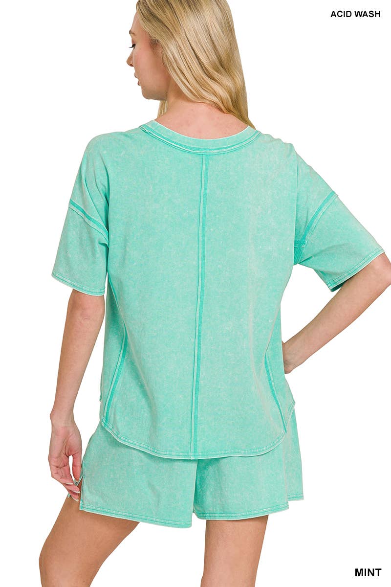 FINAL SALE- Acid Washed Short Sleeve Tee & Shorts Set