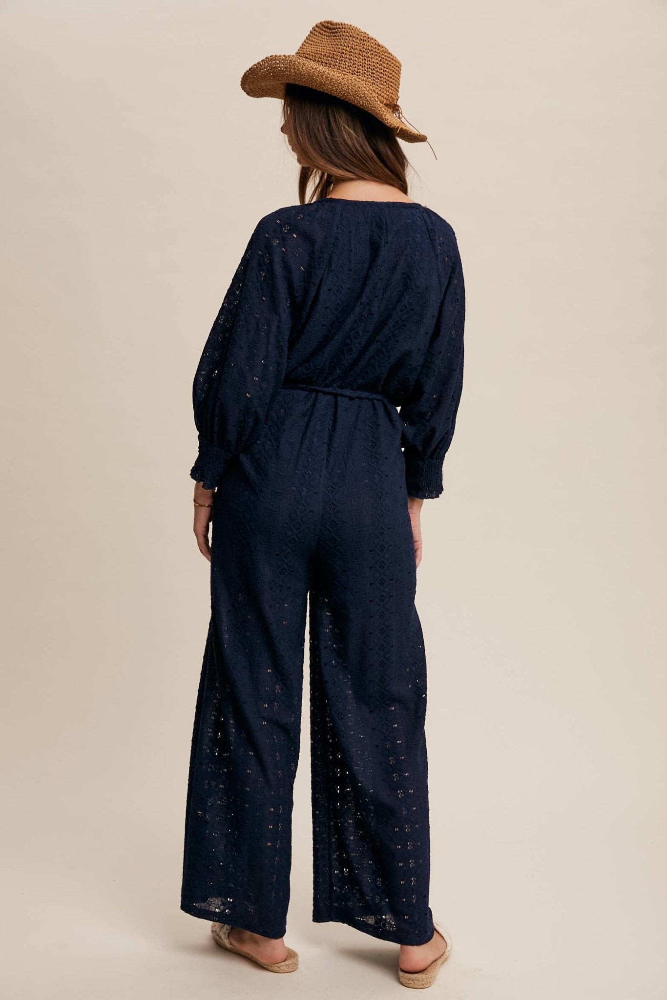 Eyelet Lace Wide Leg Jumpsuit - 926 West