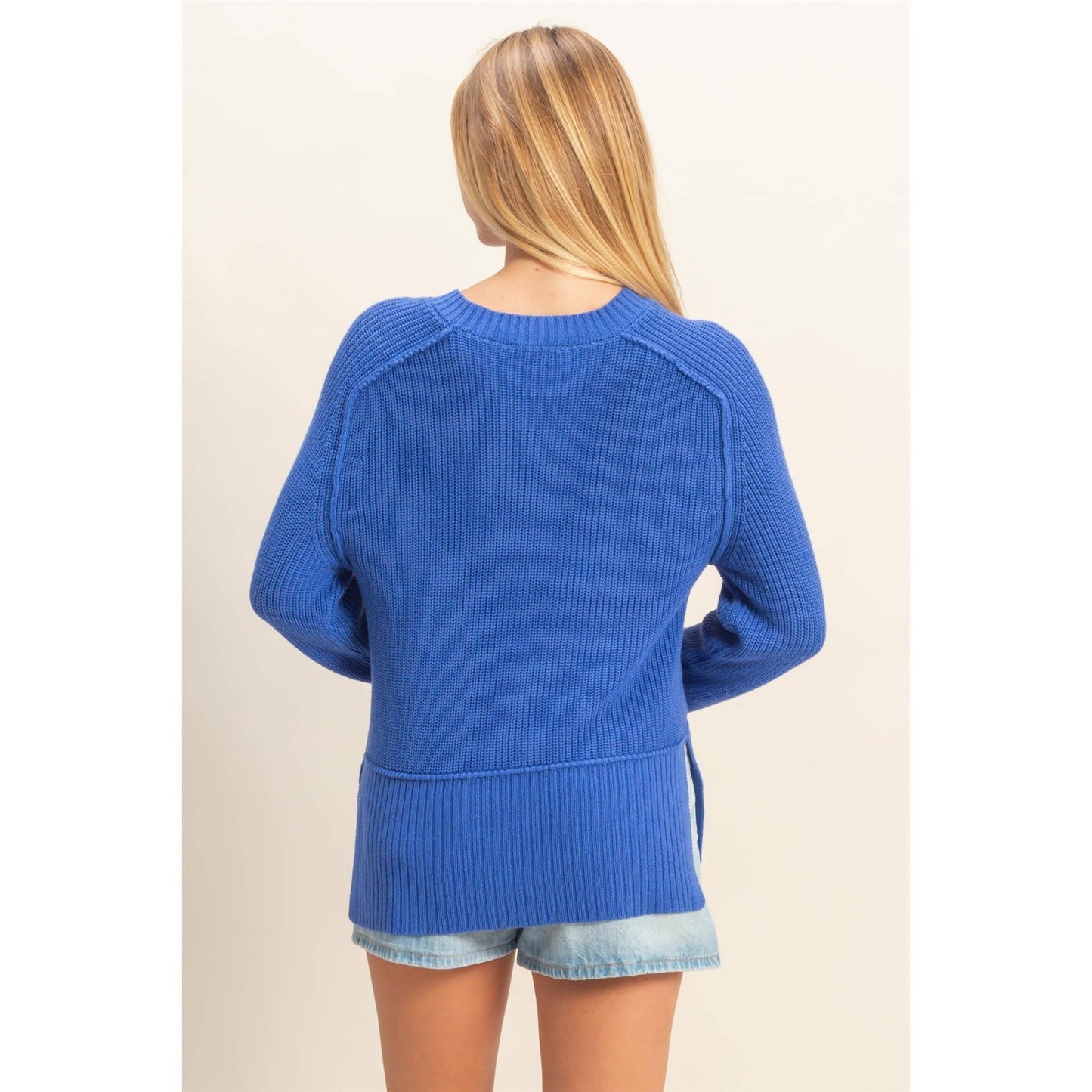 Raglan Long Sleeve Side Slit Sweater HYFVE