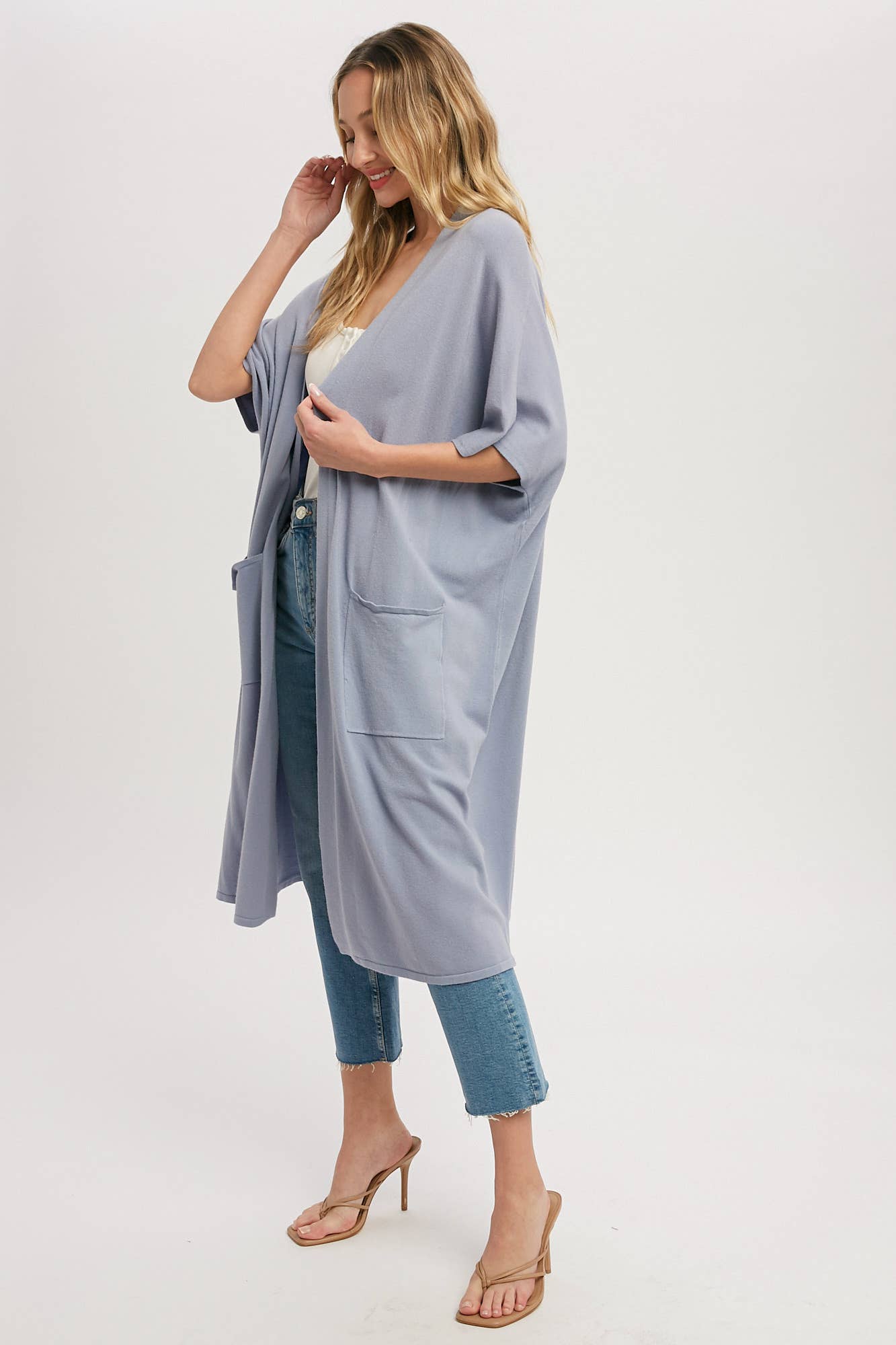 SOFT YARN OVERSIZED 3/4 SLEEVE CARDIGAN Bluivy