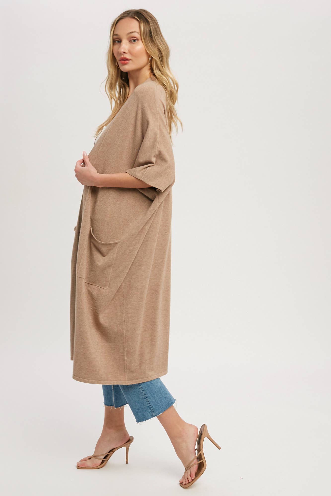 SOFT YARN OVERSIZED 3/4 SLEEVE CARDIGAN Bluivy