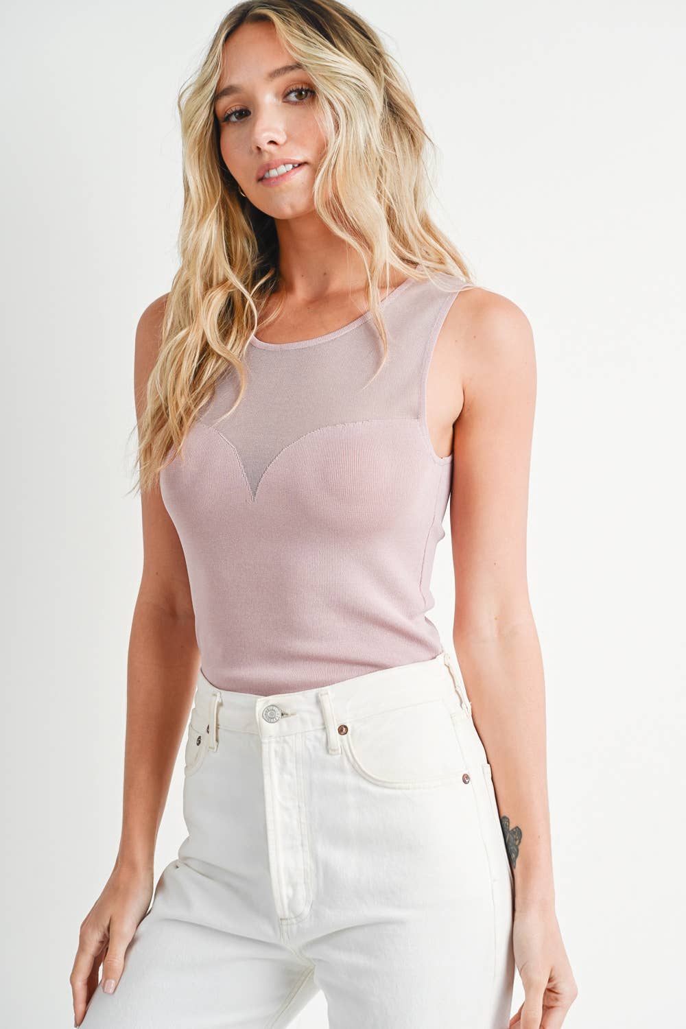 SWEETHEART NECK KNIT TANK Bluivy