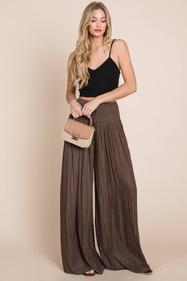 Ruched waist wide resort pants JBJ1036