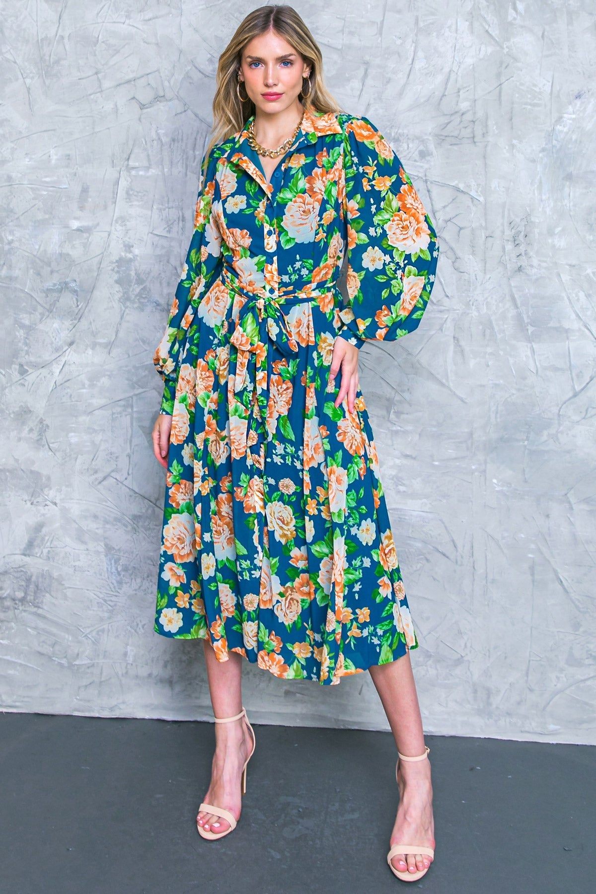 BUBBLY BLISS WOVEN MIDI SHIRT DRESS Flying Tomato