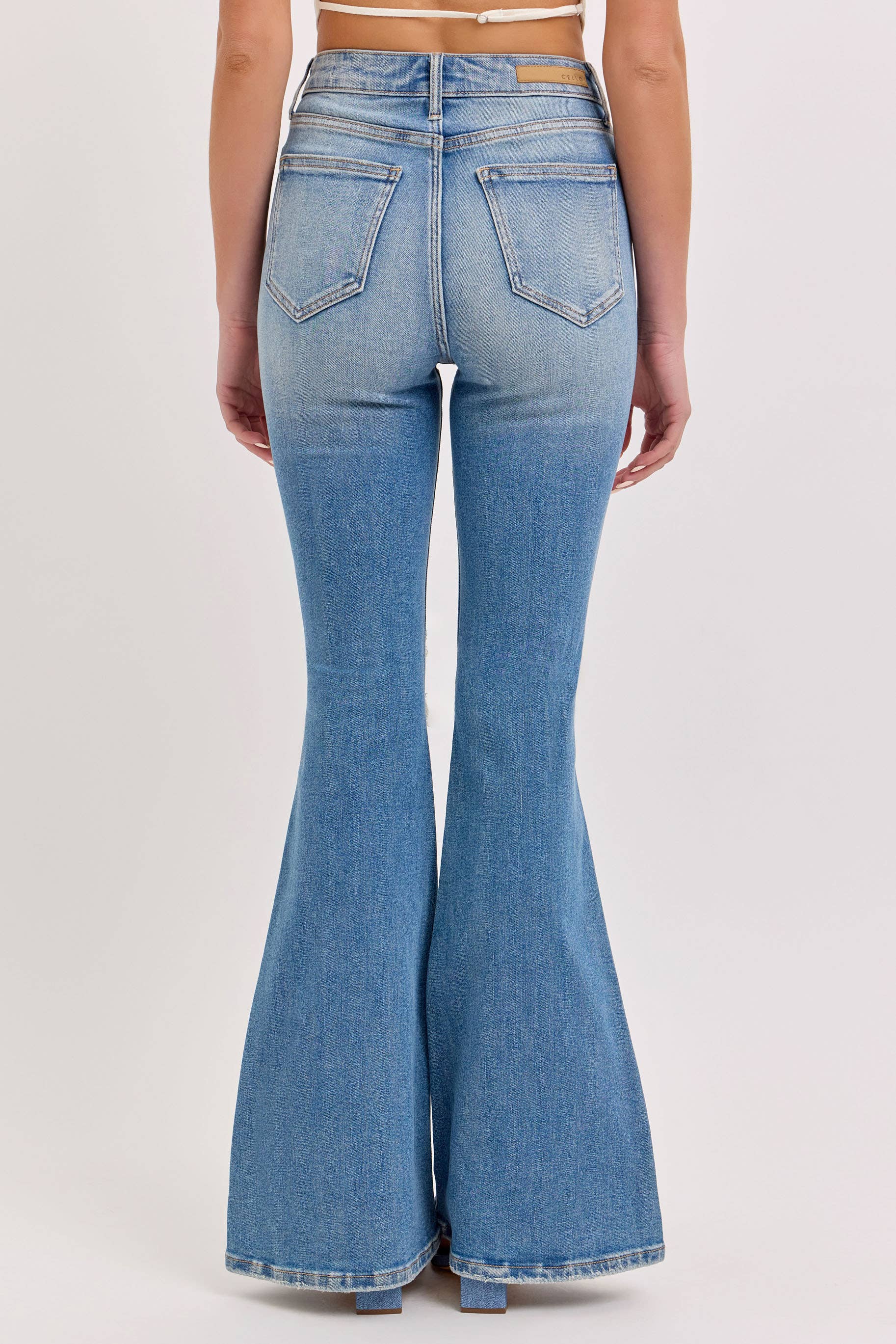 High Rise Super Flare with Double Front Scoops [Wv39439MD] Cello Jeans