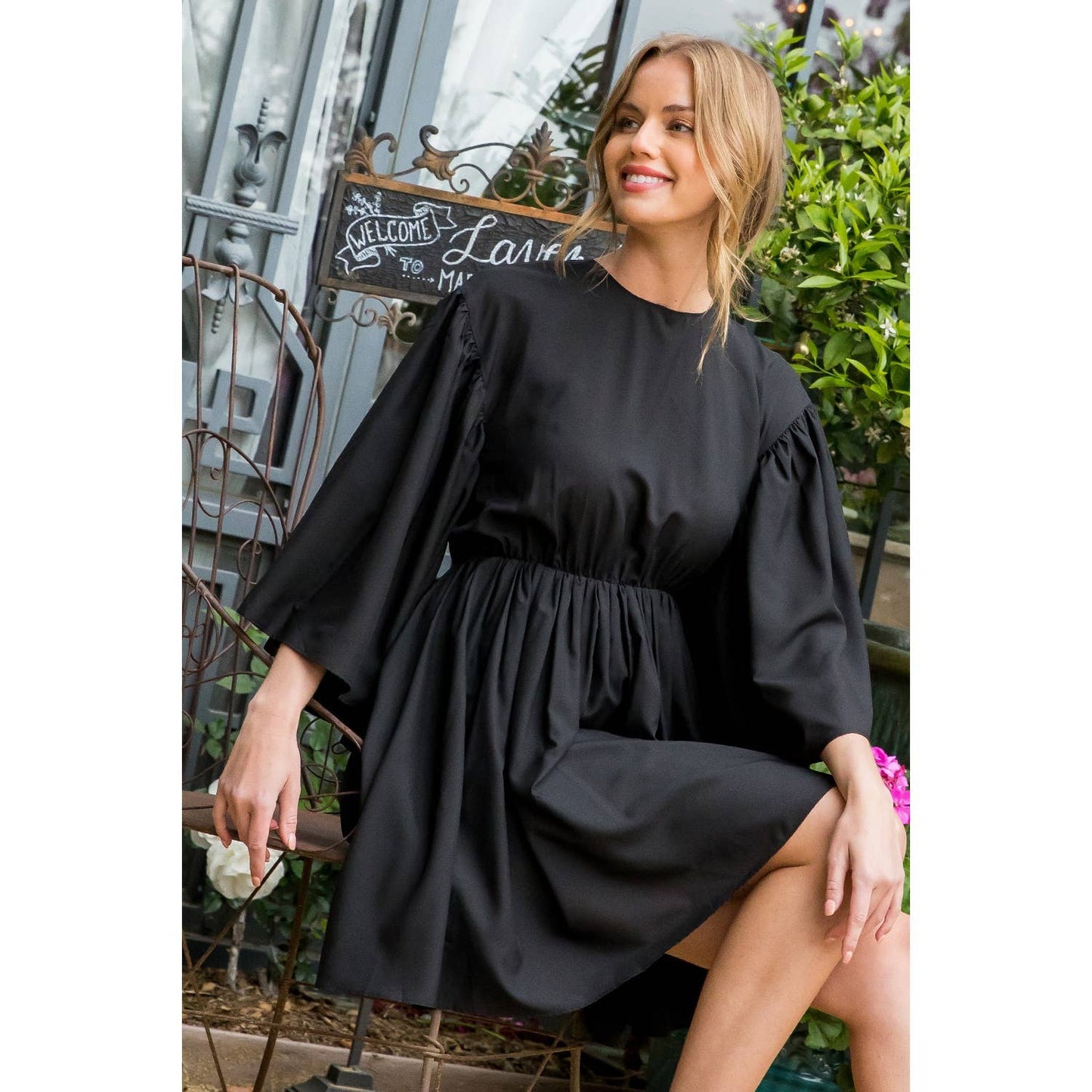 Little Black Bell Sleeve Dress