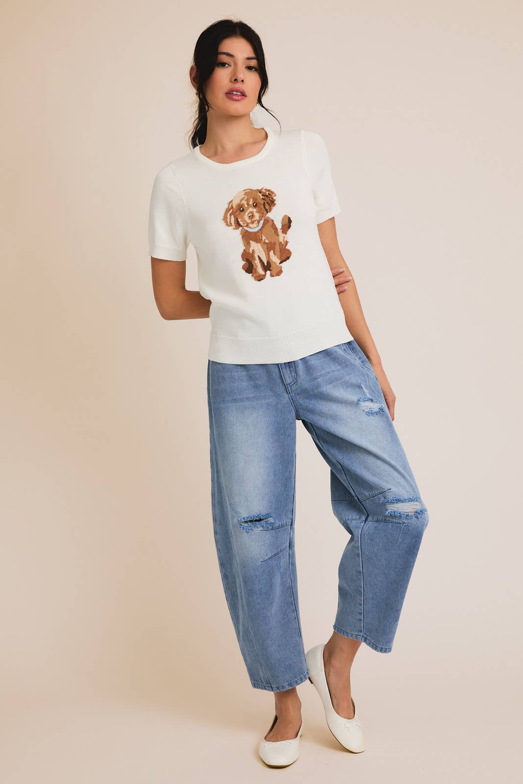 DISTRESSED BARREL JEANS