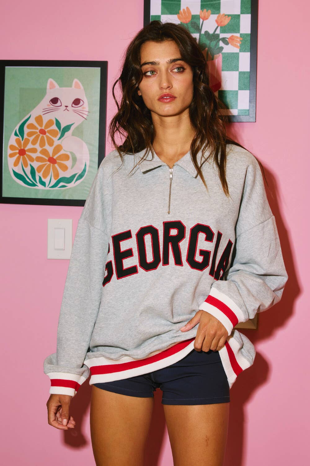 IT2686-GEORGIA 'GEORGIA' Stripe Elastic Banded Sweatshirt BUCKETLIST