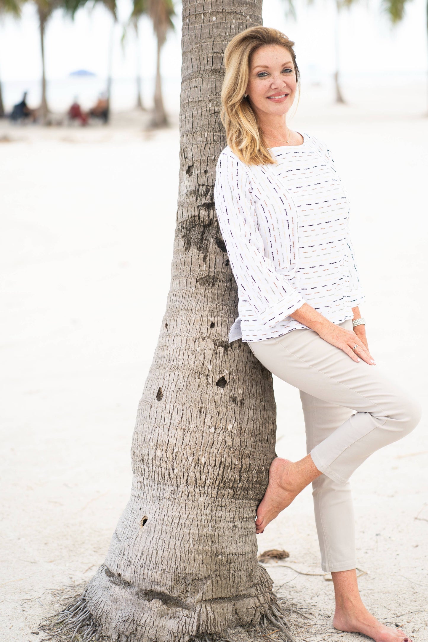 FINAL SALE- Women's 3/4 Sleeve clip stripe Shirt