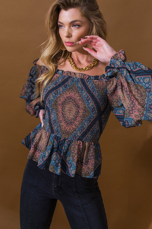BOHO RAINBOW WOVEN TOP Flying Tomato