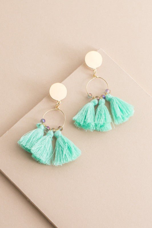 Flirty Tassel Earrings | Mint Green - 926 West