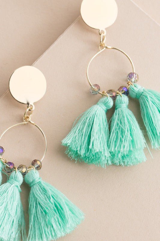 Flirty Tassel Earrings | Mint Green - 926 West