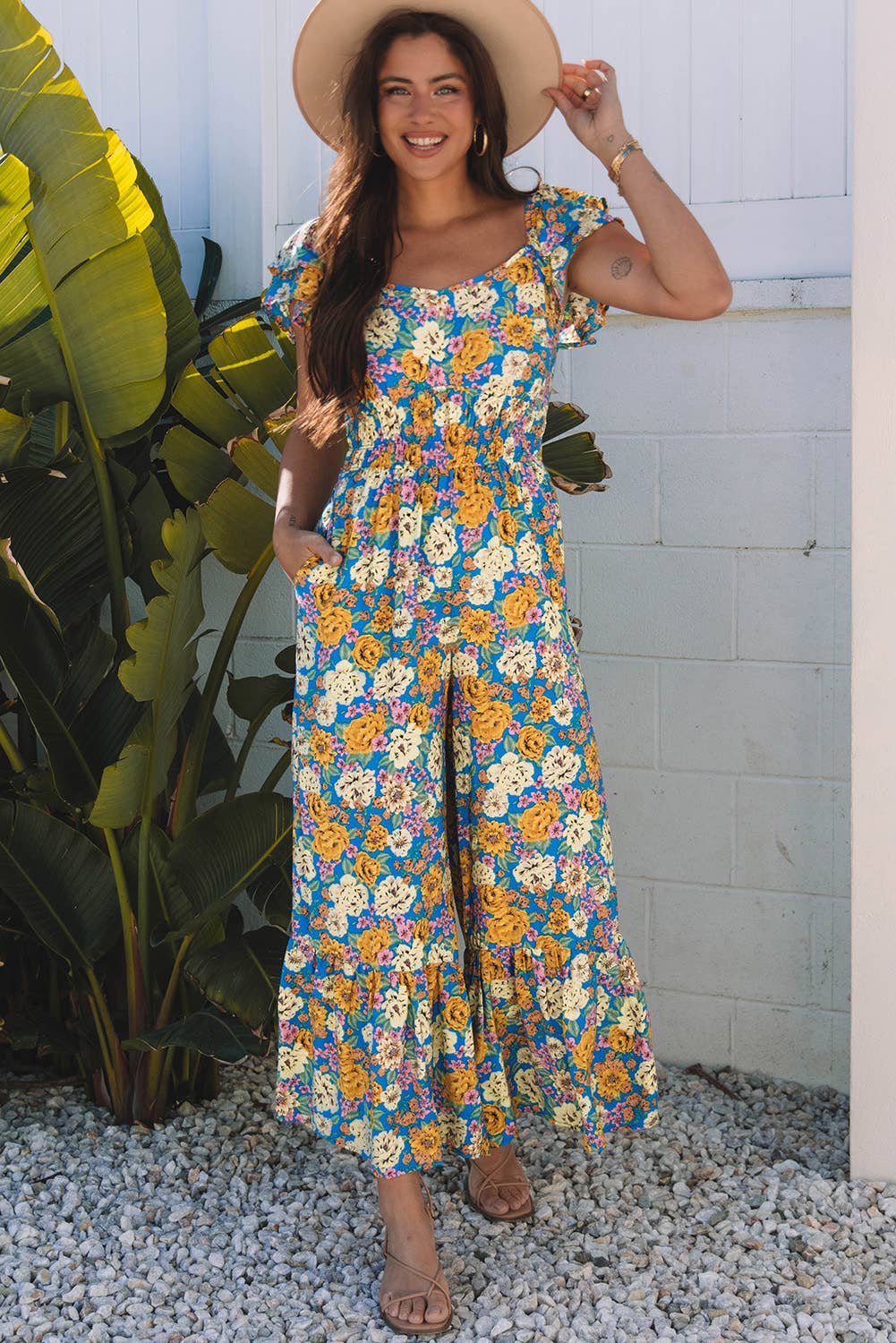 Floral High Waist Jumpsuit - 926 West