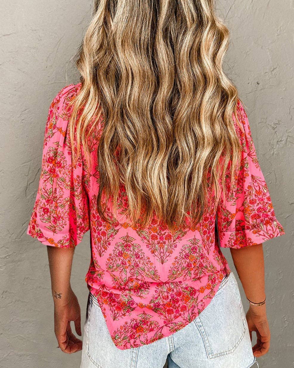 Floral Short Sleeve Buttoned Shirt - 926 West