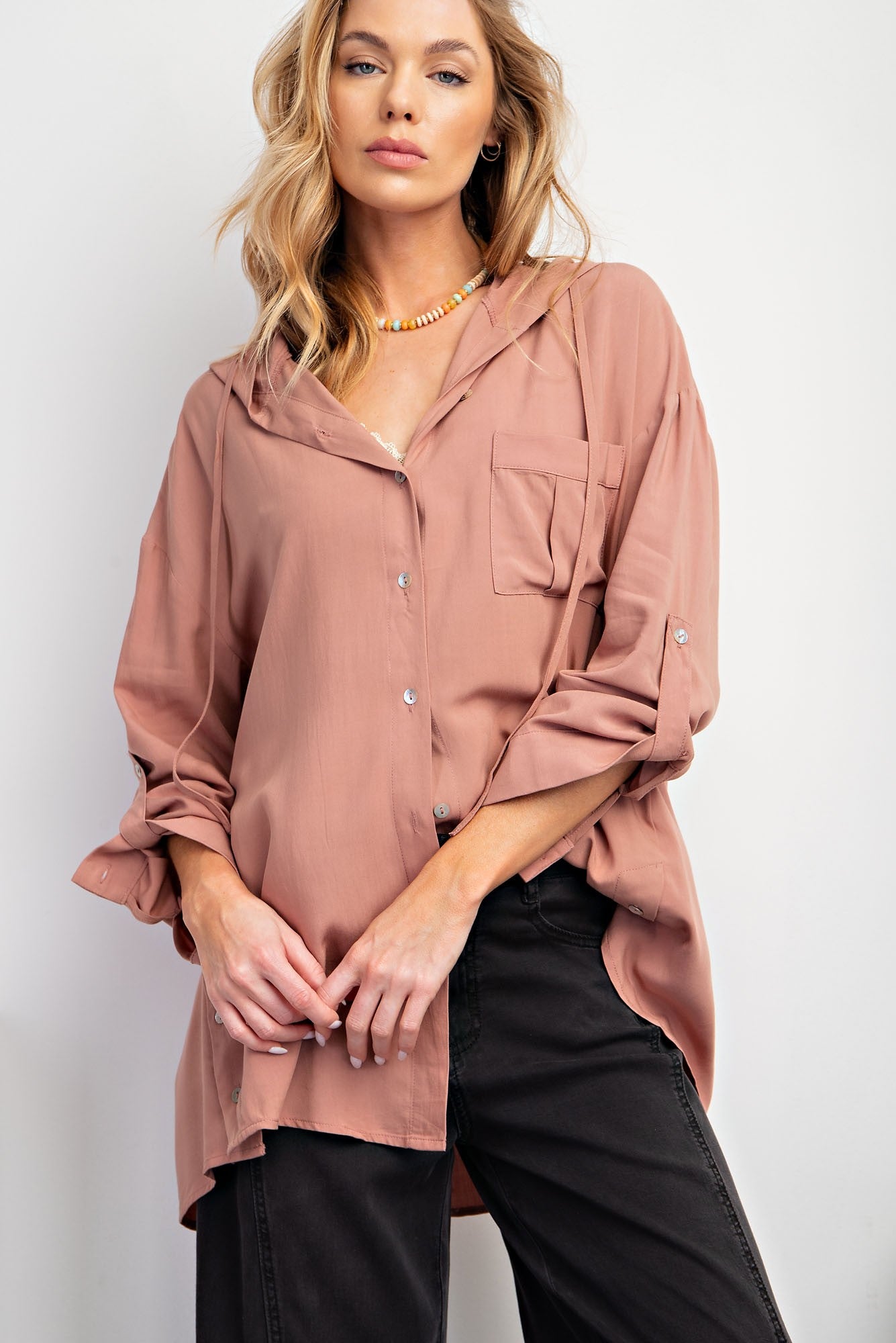Easel Button Down Hoodie Shirt