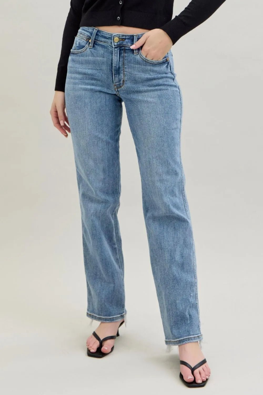Judy Blue Frayed Hem Cell Phone Pocket Dad Jeans - 926 West