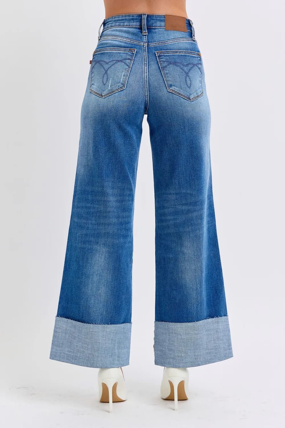 Judy Blue Full Size Distressed High Waist Wide Leg Jeans - 926 West