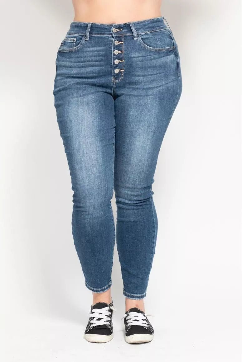 Judy Blue Full Size High Rise Button Fly Skinny Jeans Plus Size - 926 West