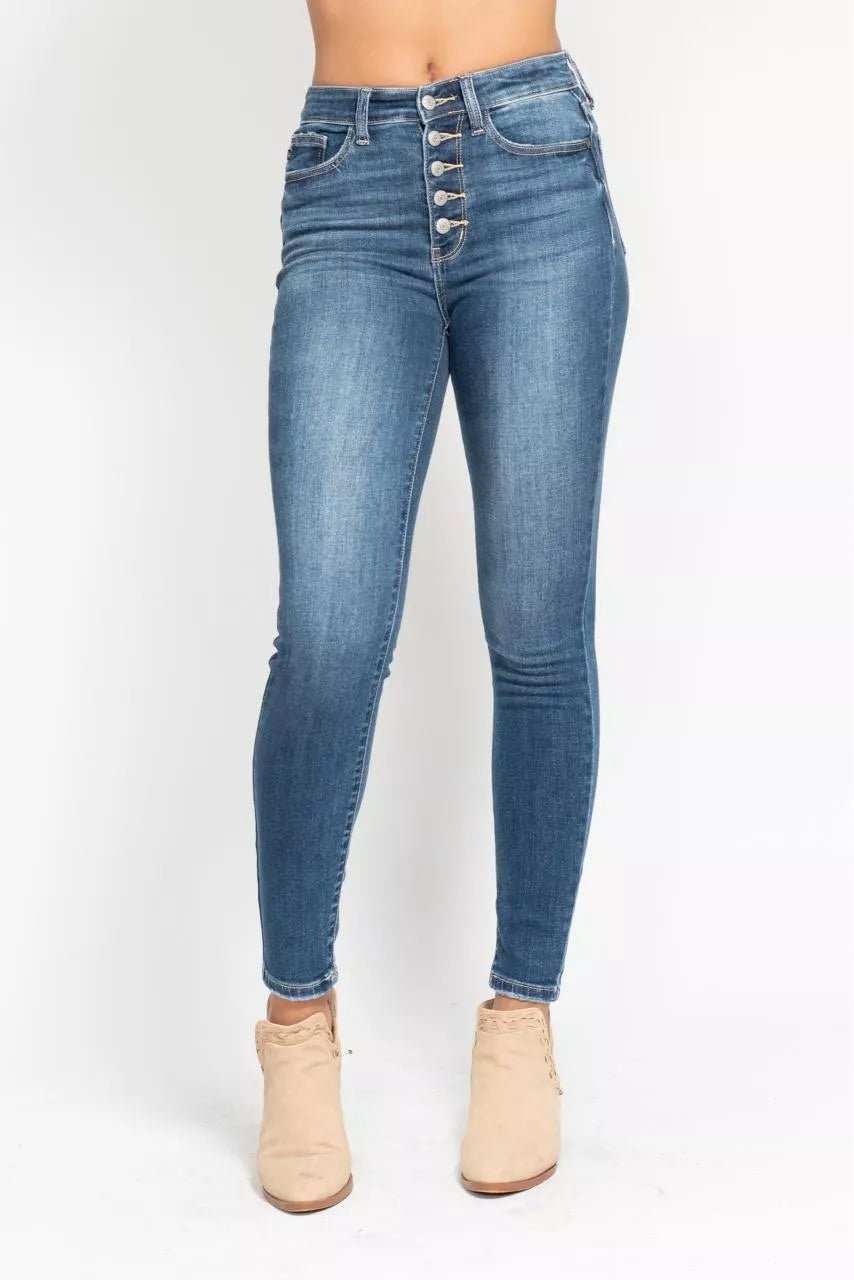 Judy Blue Full Size High Rise Button Fly Skinny Jeans Plus Size - 926 West