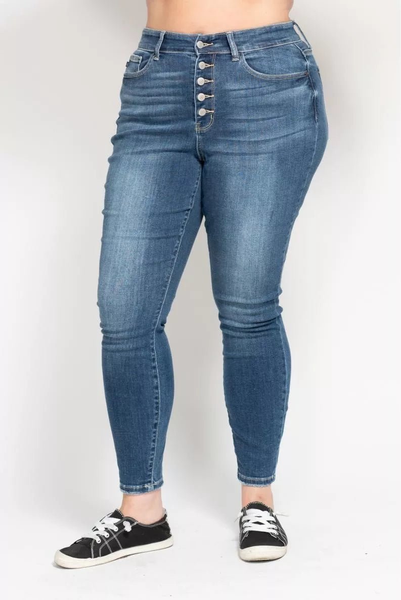 Judy Blue Full Size High Rise Button Fly Skinny Jeans Plus Size - 926 West