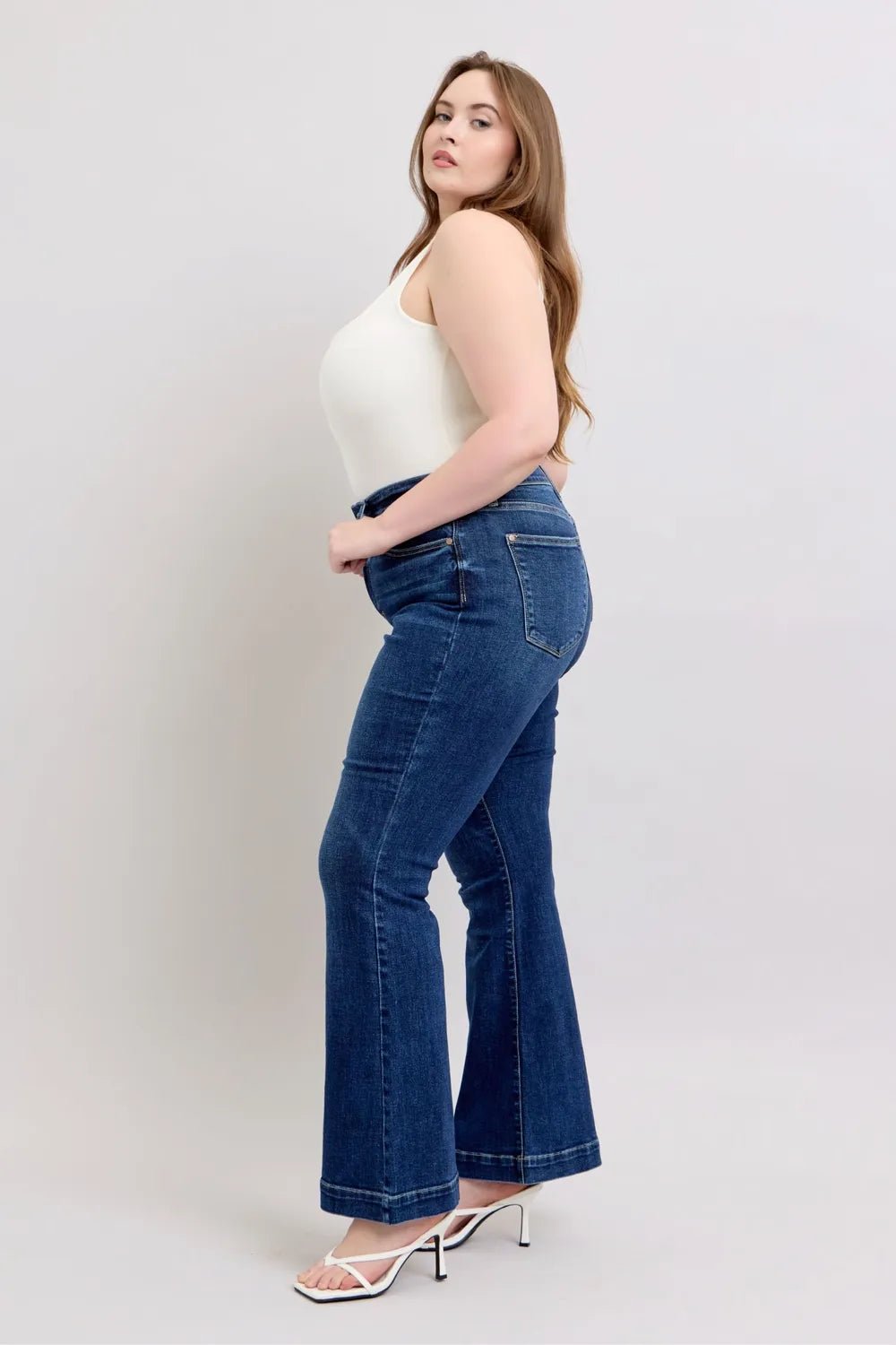 Judy Blue Full Size High Rise Flare Jeans with Pockets Plus Size - 926 West