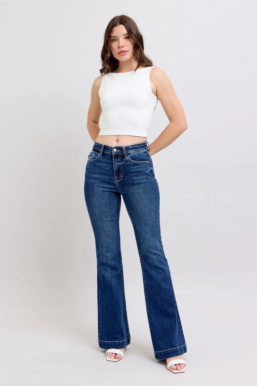 Judy Blue Full Size High Rise Flare Jeans with Pockets Plus Size - 926 West