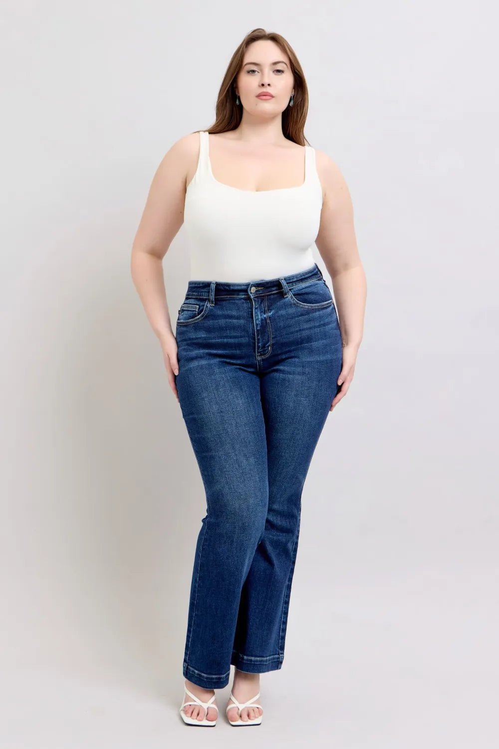 Judy Blue Full Size High Rise Flare Jeans with Pockets Plus Size - 926 West