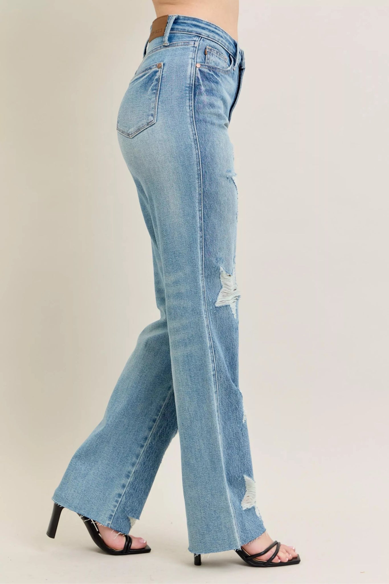 Judy Blue Full Size High Waist Rigid Magic Star Shaped Destroy 90's Straight Jeans Plus Size - 926 West
