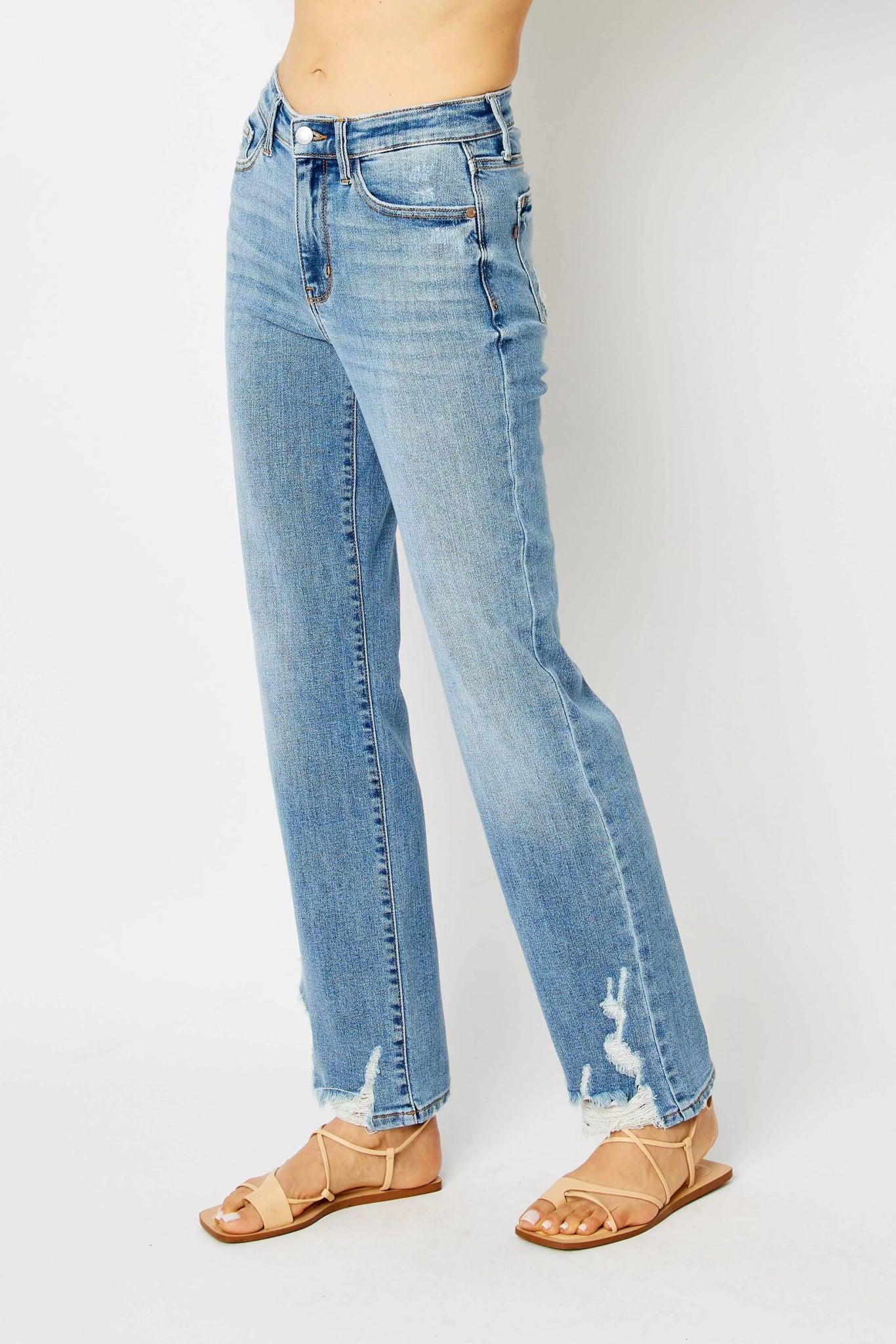 Judy Blue Full Size High Waist Straight Jeans with Heavy Destroy Plus Size - 926 West