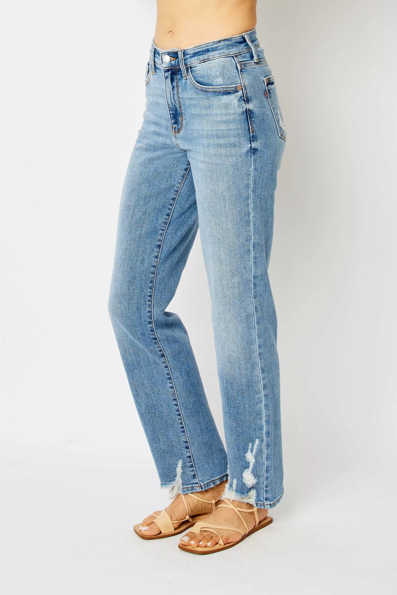 Judy Blue Full Size High Waist Straight Jeans with Heavy Destroy Plus Size - 926 West