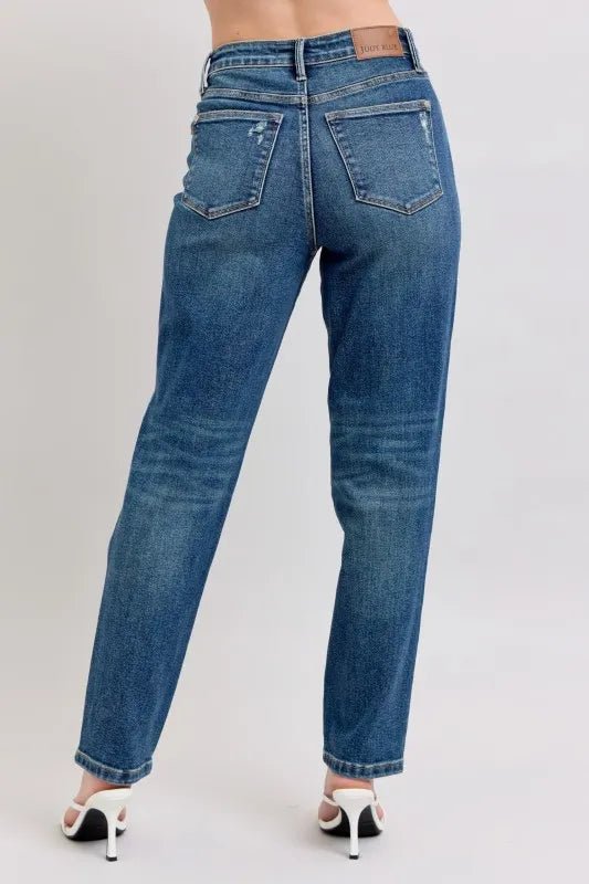 Judy Blue Full Size High Waisted Rigid Magic Non - destroy Straight Leg Jeans Plus Size - 926 West