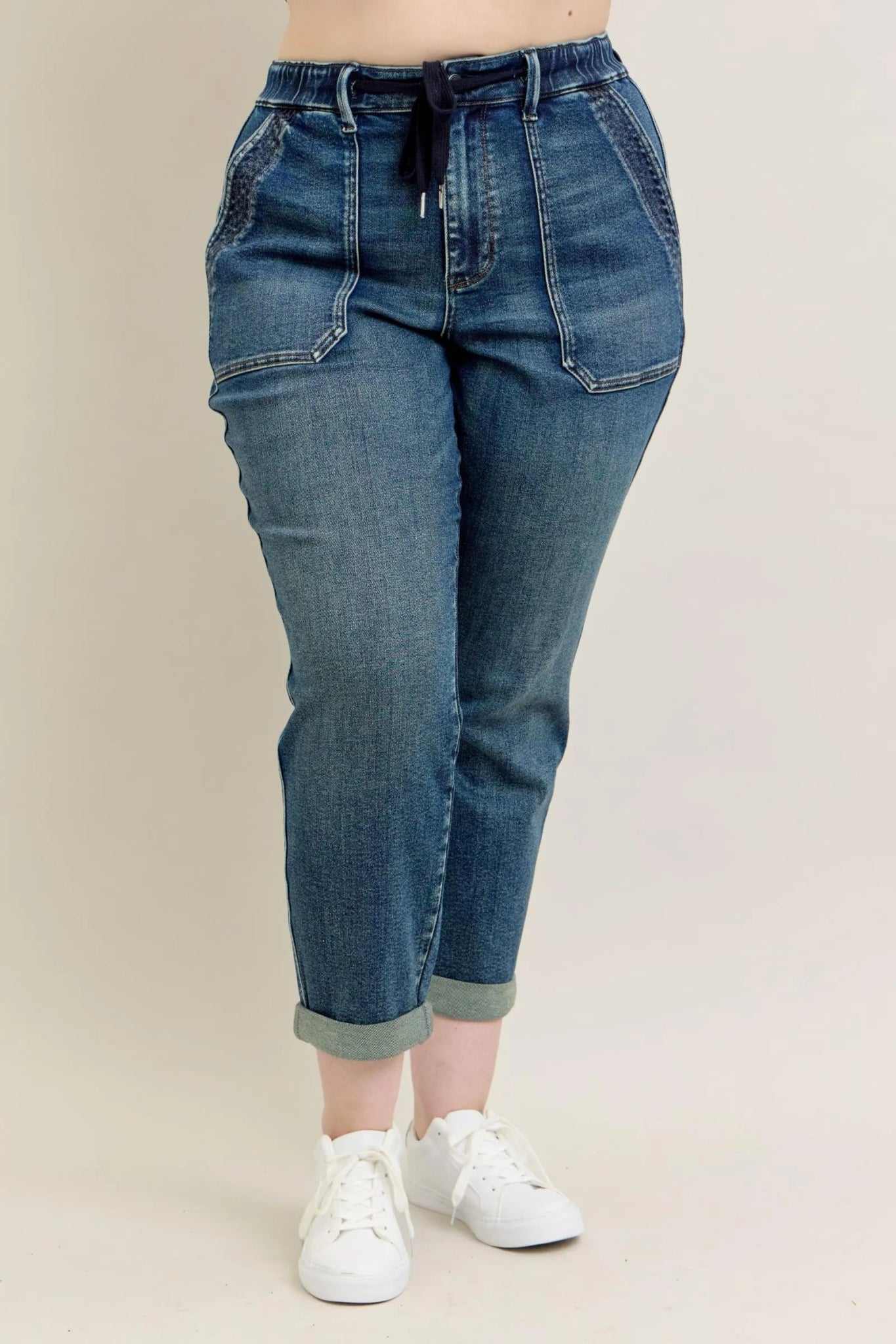 Judy Blue Full Size HW Vintage Wash Jeans w/ Drawstring Plus Size - 926 West