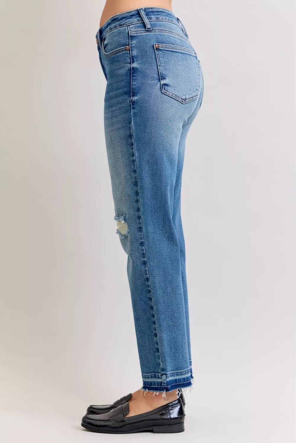 Judy Blue Full Size Mid Rise Bf Patch & Repair Destroy Release Hem Jeans Plus Size - 926 West