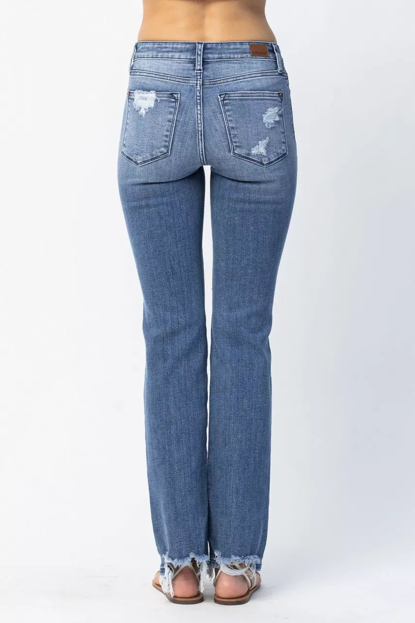 Judy Blue Full Size Mid Rise Destroy Straight Jeans Plus Size - 926 West