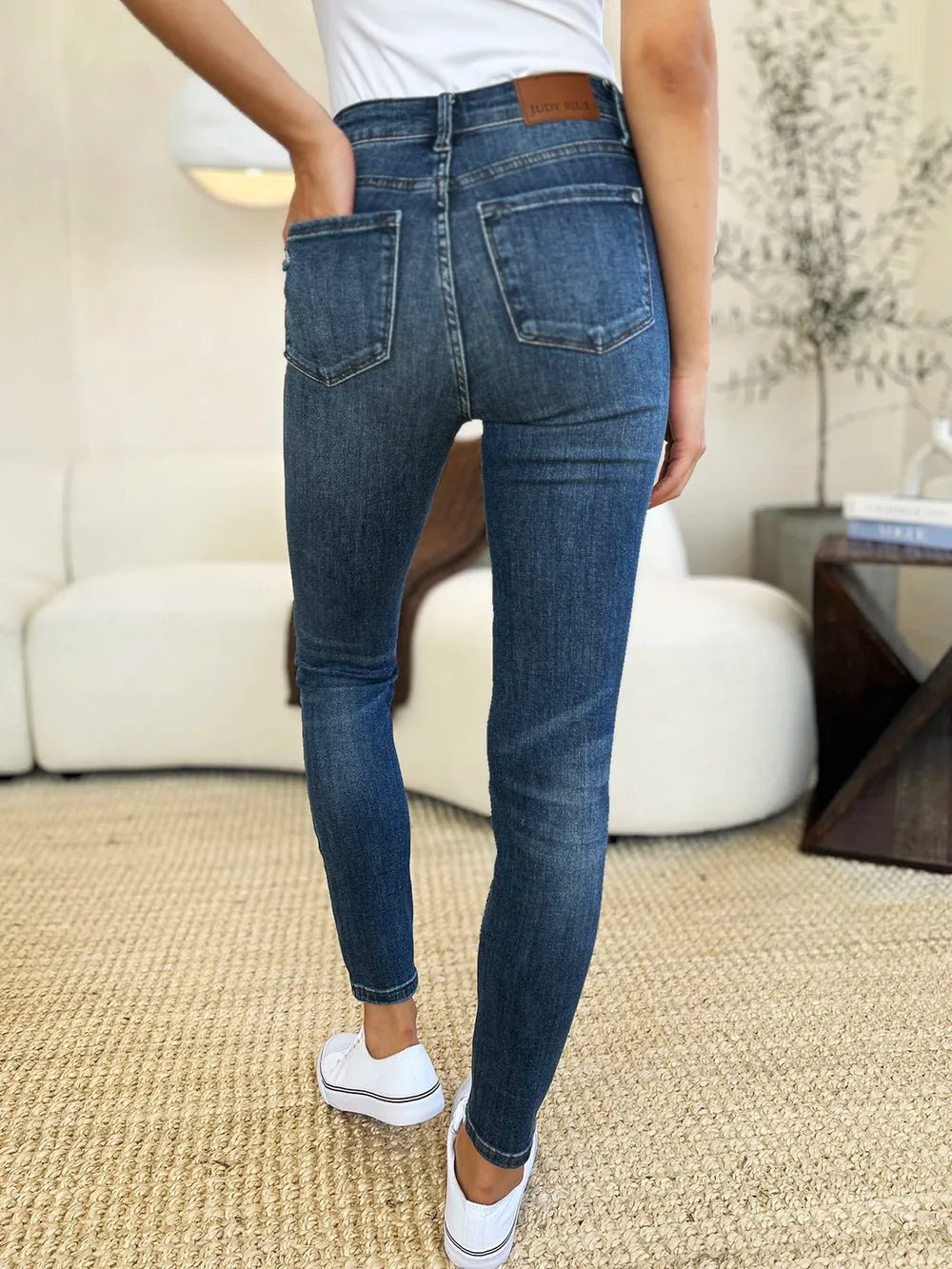 Judy Blue Full Size Mid Waist Distressed Slim Jeans - 926 West