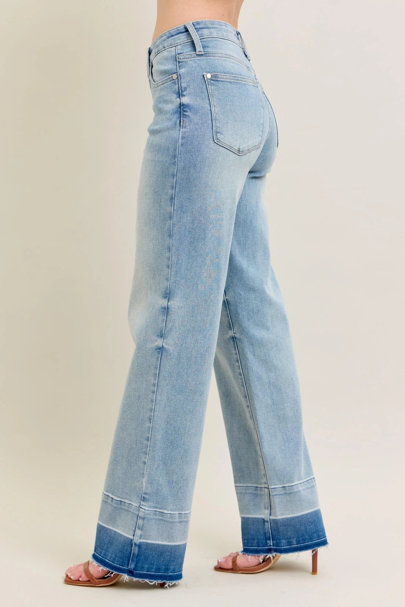 Judy Blue Full Size Mr Release Hem Wide Leg Jeans Plus Size - 926 West