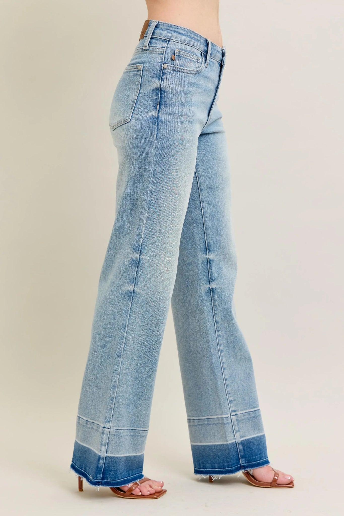 Judy Blue Full Size Mr Release Hem Wide Leg Jeans Plus Size - 926 West