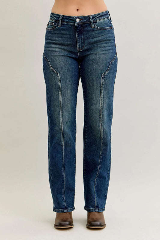 Judy Blue Full Size Seam Detail Straight Leg Jeans Plus Size - 926 West