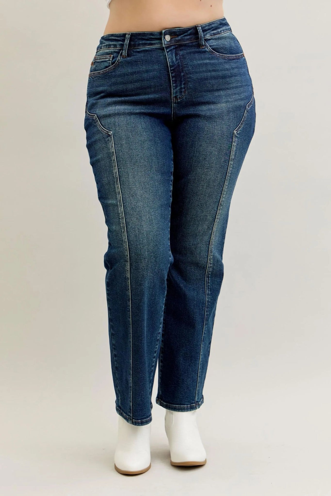 Judy Blue Full Size Seam Detail Straight Leg Jeans Plus Size - 926 West