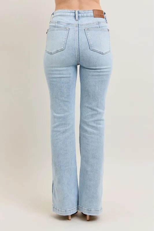 Judy Blue Full Size Tummy Control Vintage Wash Side Slit Slim Boot Jeans Plus Size - 926 West
