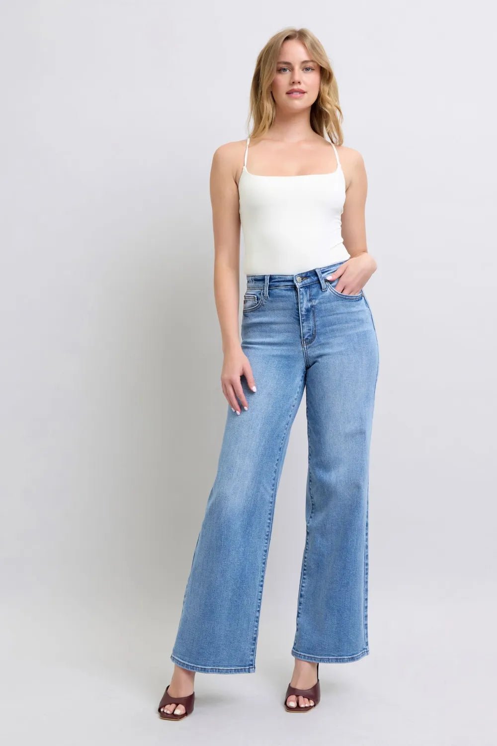 Judy Blue Full Size Wide Leg Jeans with Pockets - 926 West