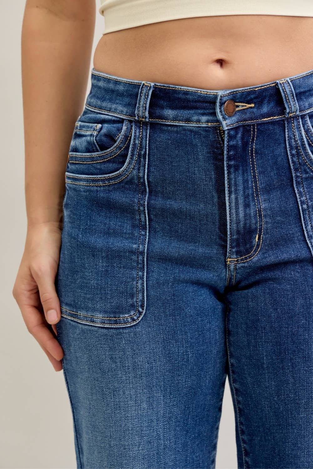 JUDY BLUE - MR 90's Straight Front Patch Double Jeans - 926 West