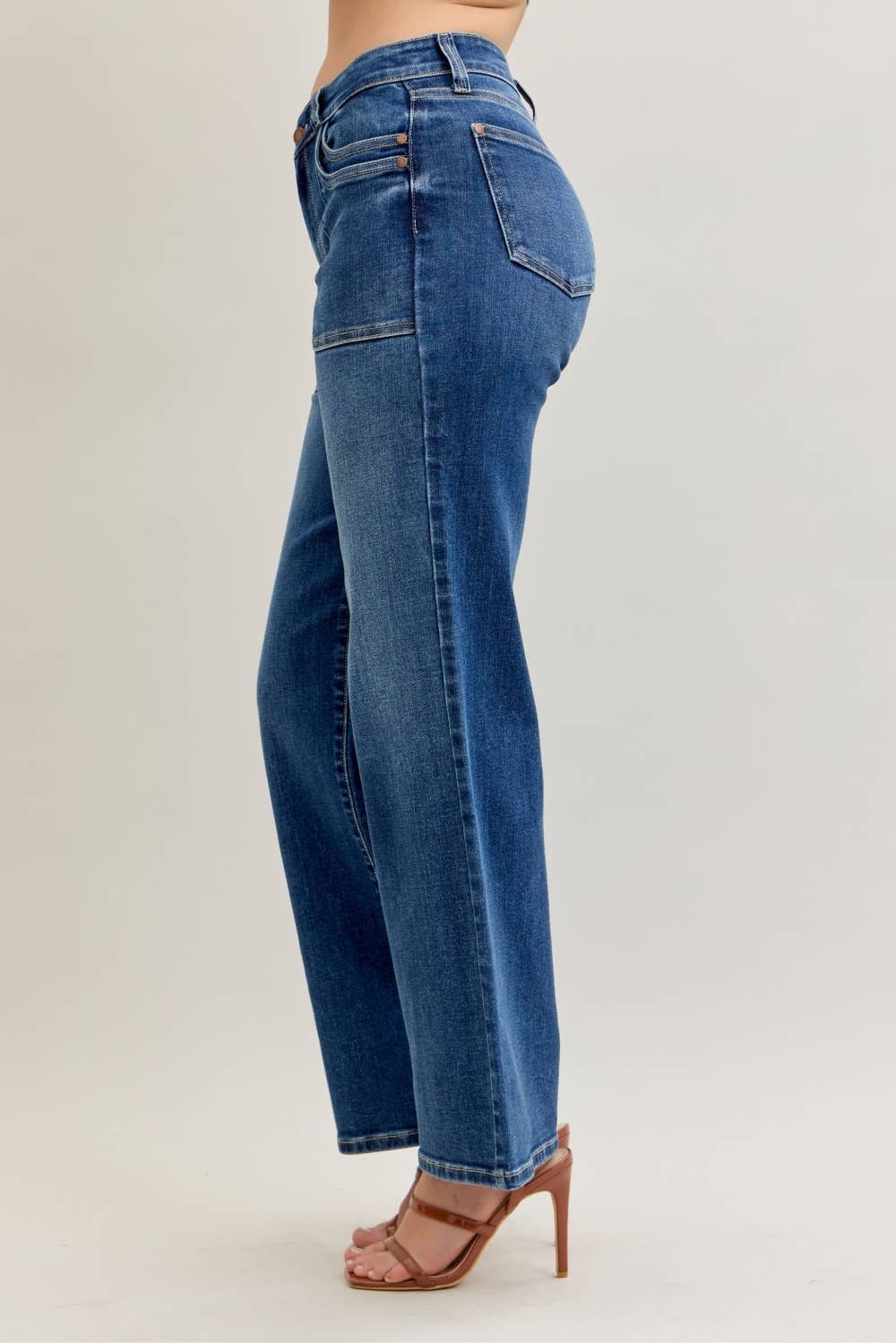 JUDY BLUE - MR 90's Straight Front Patch Double Jeans - 926 West