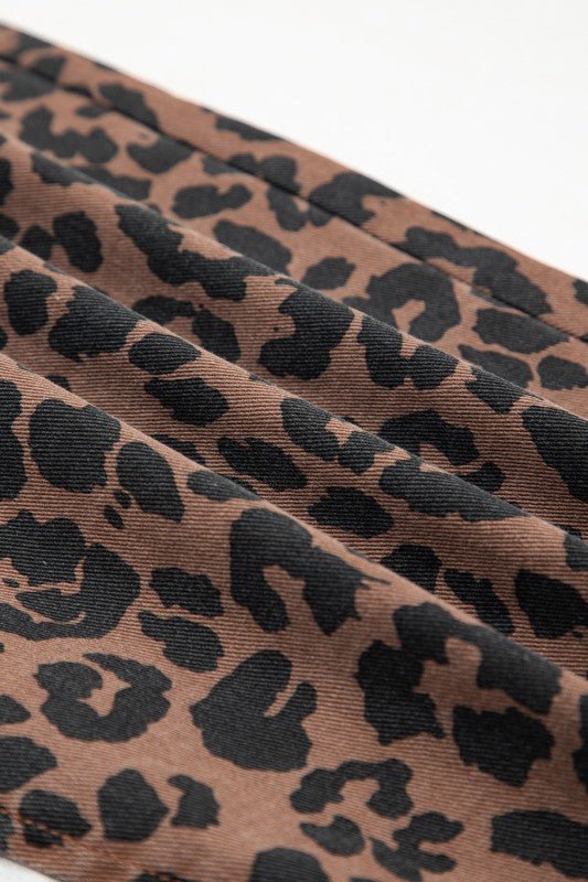 Leopard Denim Frayed Hem Midi Skirt* - 926 West