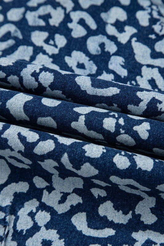 Leopard Drawstring Elastic Waist Pocketed Jeans - 926 West