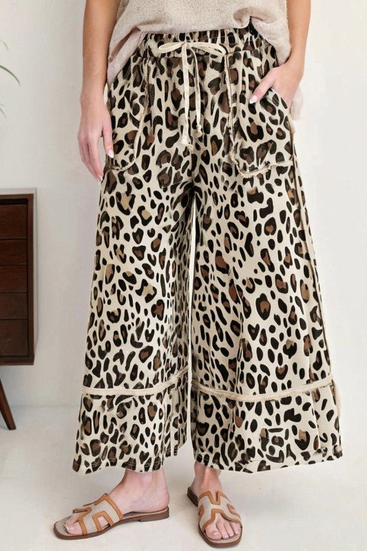 Leopard Wide Leg Cropped Pants* - 926 West