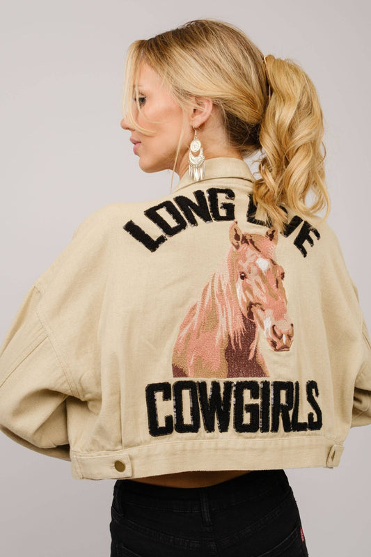 Long Live Cowgirls Patch Twill Denim Jacket - 926 West