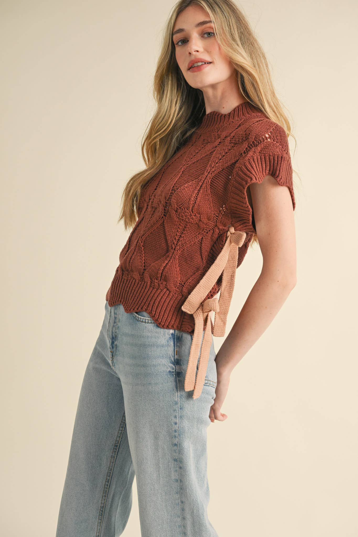 MOCK NECK CROPPED SWEATER VEST MSW2133 - 926 West